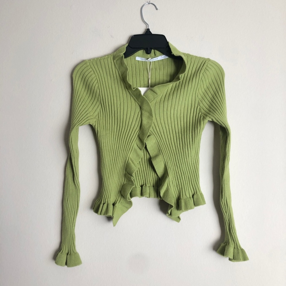 Merritt Charles Green Ribbed Cardigan